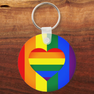 Rainbow Heart & Pride Rainbow Flag /LGBT community Key Ring