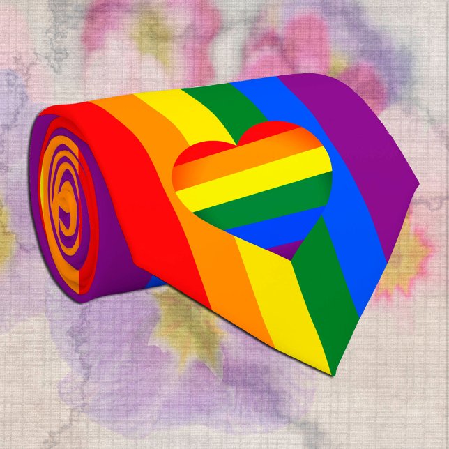 Rainbow Heart & Pride Rainbow Flag /LGBT community Tie (Creator Uploaded)