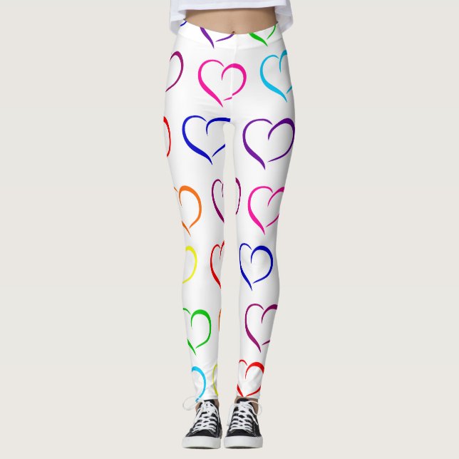 Rainbow Heart Print, Valentine's Day Leggings (Front)