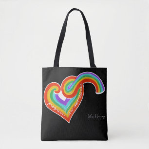 Rainbow Heart Progress is not Linear Teacher Name  Tote Bag