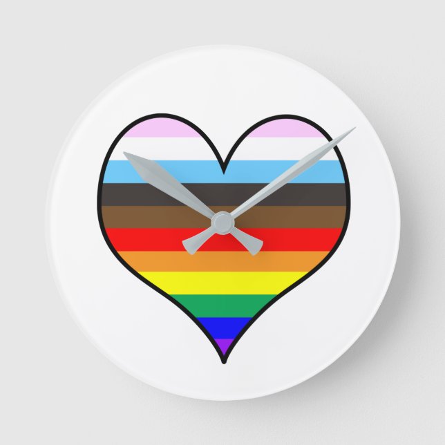 Rainbow Heart Round Clock (Front)