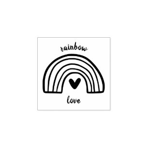 Rainbow heart rubber stamp