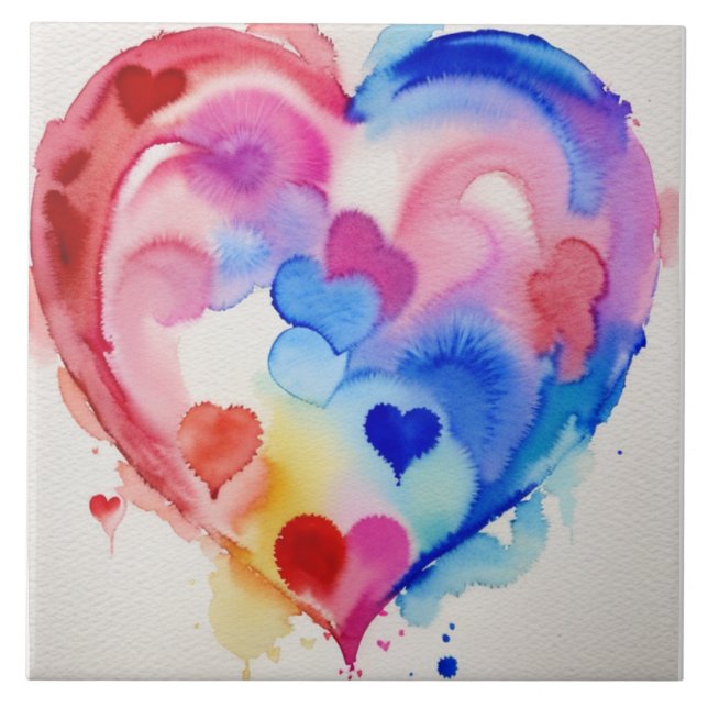 Rainbow Heart Sections, Unique Gift Idea Tile (Front)