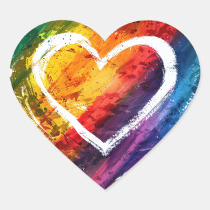 Rainbow Heart Shape Stickers