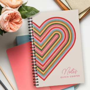 Rainbow Heart Spiral Notebook - Pink