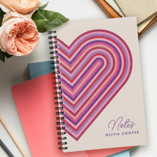 Rainbow Heart Spiral Notebook - Plum