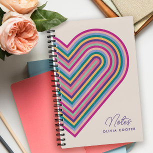 Rainbow Heart Spiral Notebook - Purple