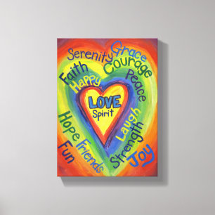 Rainbow Heart Spirit Painting Wrapped Canvas Art