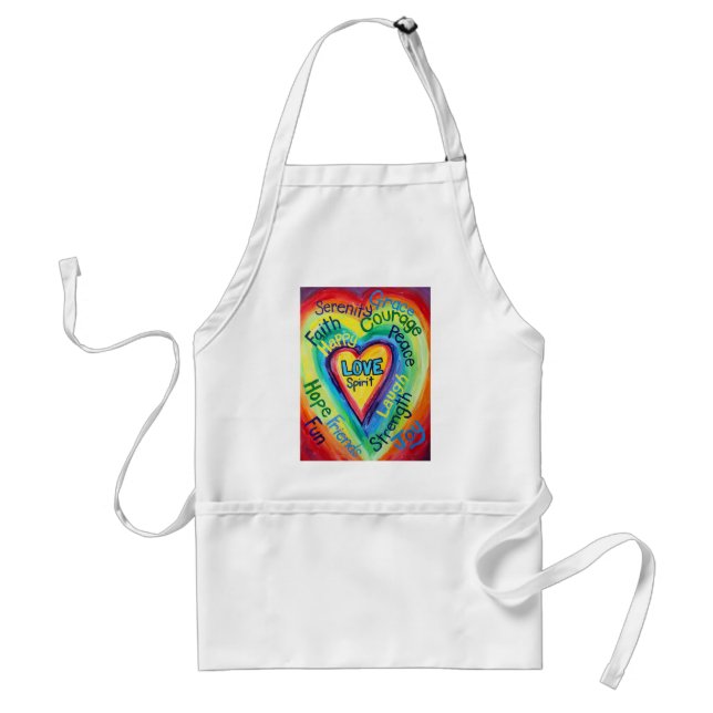 Rainbow Heart Spirit Words Apron (Front)