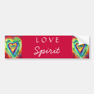 Rainbow Heart Spirit Words Bumper Sticker