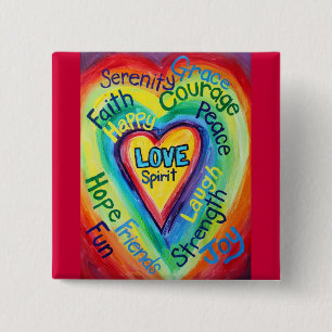 Rainbow Heart Spirit Words Button