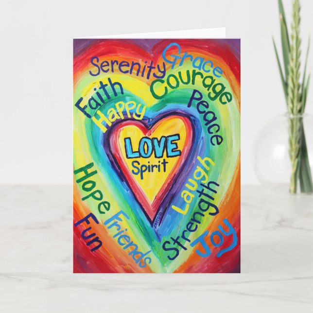 Rainbow Heart Spirit Words Card (Front)