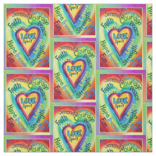 Rainbow Heart Spirit Words Fabric Art Material