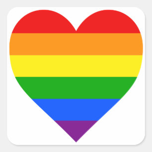 "RAINBOW HEART" SQUARE STICKER