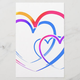 Rainbow heart stationery