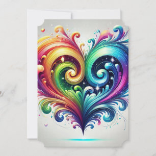 Rainbow Heart Swirling Bright Colours Invitation