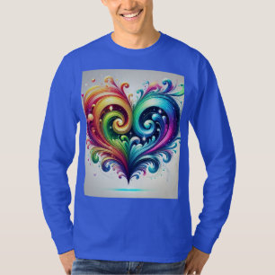 Rainbow Heart Swirling Bright Colours T-Shirt