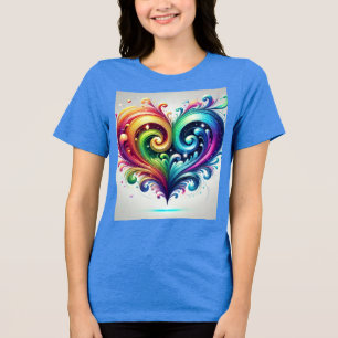 Rainbow Heart Swirling Bright Colours Tri-Blend Shirt