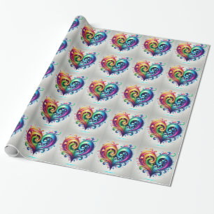 Rainbow Heart Swirling Bright Colours Wrapping Paper