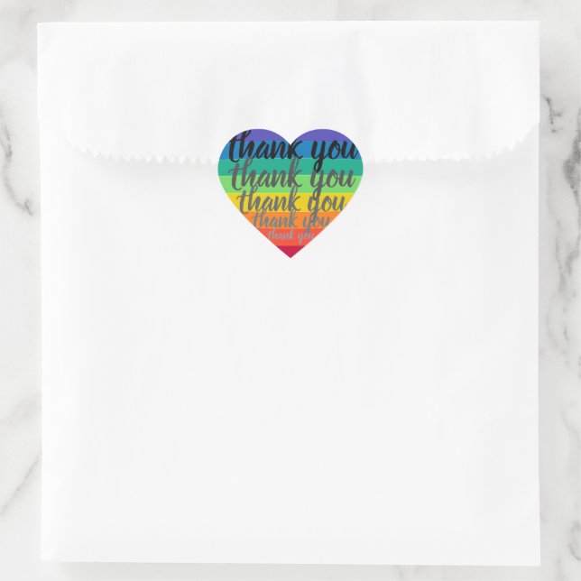 Rainbow heart THANK YOU Sticker (Bag)