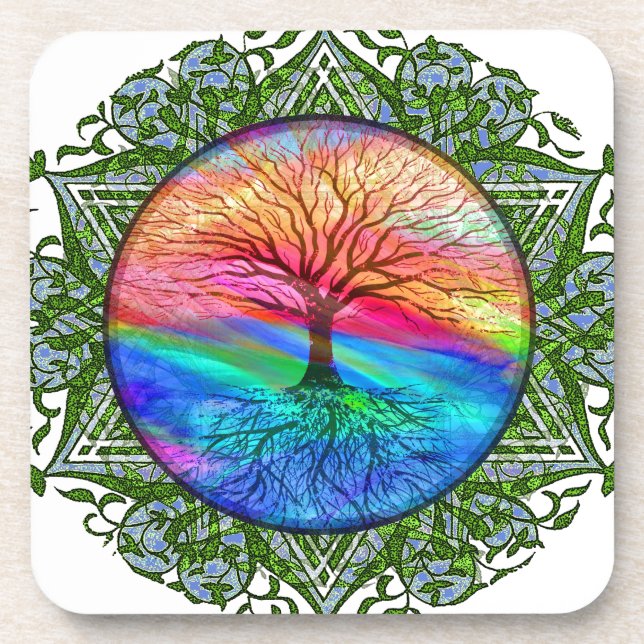 Rainbow Heart Tree Coaster (Front)