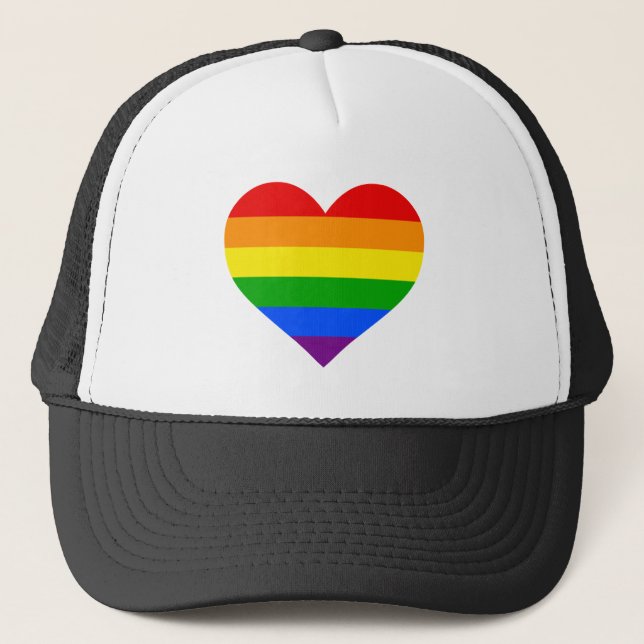 "RAINBOW HEART" TRUCKER HAT (Front)