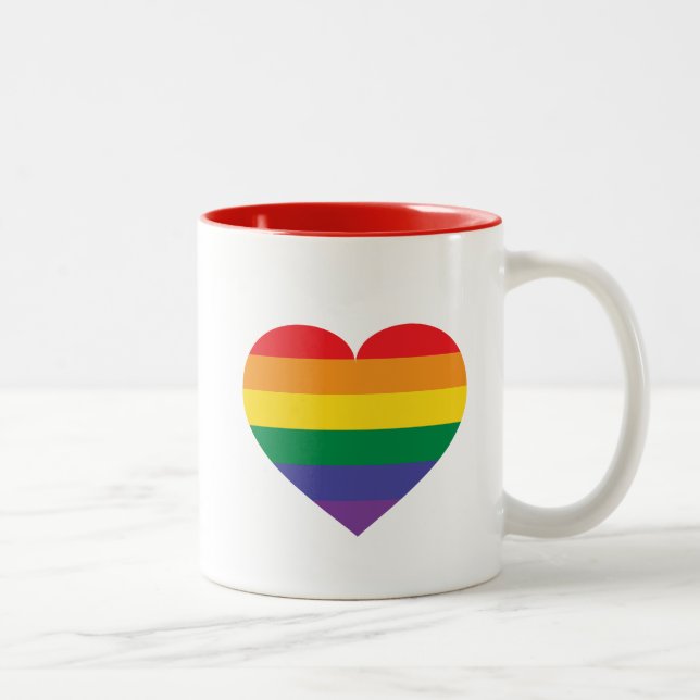 Rainbow Heart Two-Tone Coffee Mug (Right)