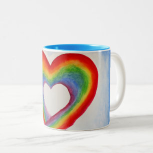 Rainbow Heart Two-Tone Coffee Mug