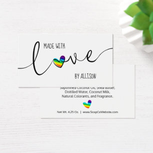 Rainbow Heart Typography Made With Love Gift Tag