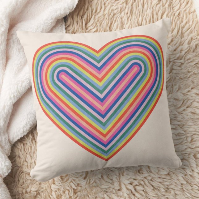 Rainbow Heart Valentine's Day Pillow - Magenta (Creator Uploaded)