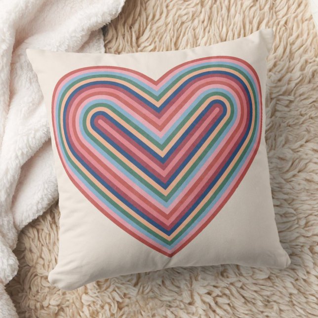 Rainbow Heart Valentine's Day Pillow - Salmon Pink (Creator Uploaded)
