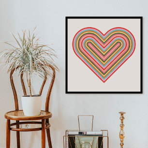 Rainbow Heart Valentine's Day Poster - Pink