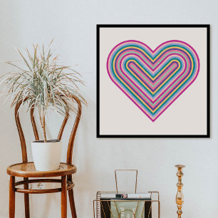 Rainbow Heart Valentine's Day Poster - Purple
