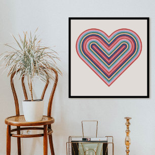 Rainbow Heart Valentine's Day Poster - Salmon Pink