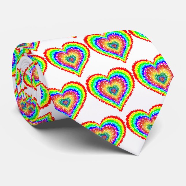 Rainbow Heart Valentine's Day Tie (Rolled)