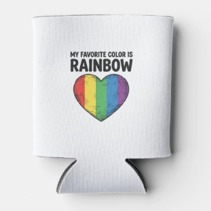 Rainbow Heart Vintage Engraving Favourite Colour S Can Cooler
