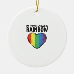 Rainbow Heart Vintage Engraving Favourite Colour S Ceramic Tree Decoration