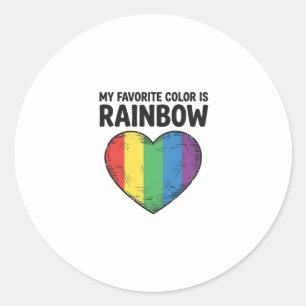 Rainbow Heart Vintage Engraving Favourite Colour S Classic Round Sticker