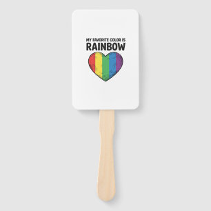 Rainbow Heart Vintage Engraving Favourite Colour S Hand Fan
