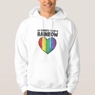 Rainbow Heart Vintage Engraving Favourite Colour S Hoodie
