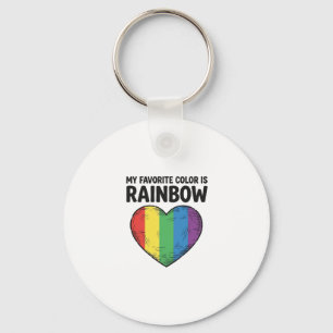 Rainbow Heart Vintage Engraving Favourite Colour S Key Ring