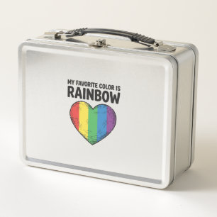 Rainbow Heart Vintage Engraving Favourite Colour S Metal Lunch Box