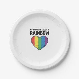Rainbow Heart Vintage Engraving Favourite Colour S Paper Plate
