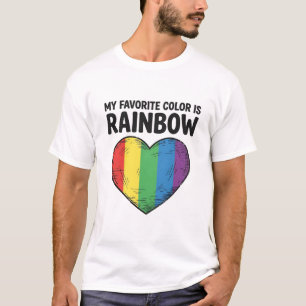 Rainbow Heart Vintage Engraving Favourite Colour S T-Shirt