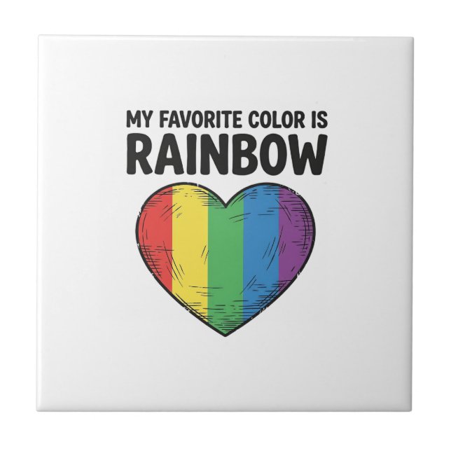 Rainbow Heart Vintage Engraving Favourite Colour S Tile (Front)