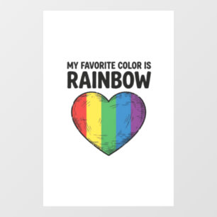 Rainbow Heart Vintage Engraving Favourite Colour S Window Cling