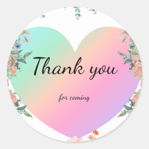 rainbow heart watercolor gradient floral birthday classic round sticker