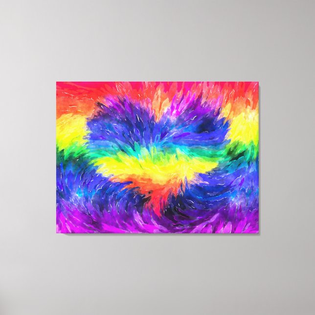 'Rainbow Heart' Watercolour Effect Abstract Art Canvas Print (Front)