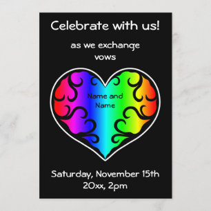 Rainbow heart wedding invitation