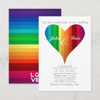 Rainbow Heart Wedding Invitation